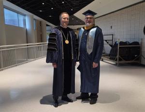 From left, Scott Pulsipher, WGU President; Jim West, M.S. 2026 in Cybersecurity and Information Assurance from Western Governors University.