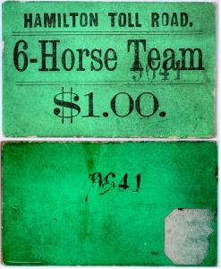Paper trade token for Hamilton Toll Road in Hamilton, Nevada, possibly for the Shermantown and Hamilton Toll Road, which operated from 1870-1874. Estimate: $2,000-$4,000