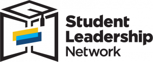Student Leadership Network logo with two open doors and a graduation cap on top