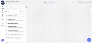 One workflow builder page, user can drag and drop tools to build and automate healthcare workflows.