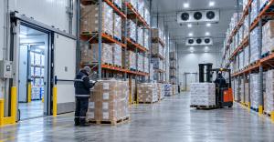 Organized temperature-controlled warehouse representing cold storage inventory management and dispatch operations.