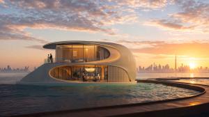 Image of the floating villa from the upcoming project of SAMANA COLLECTA in the World Islands 2