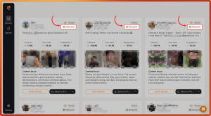 Tiger Finder search results with red arrows highlighting green Rising star badges on three TikTok creator cards.