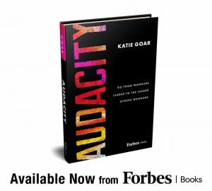 Book cover image of Audacity by Katie Goar; book launch announcement.