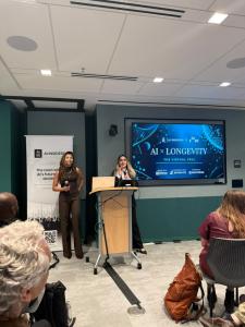 Host opening AI Insiders AI x Longevity night for founders and investors in San Francisco