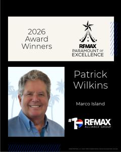 Patrick “Pat” Wilkins, RE/MAX Alliance Group, honored with the RE/MAX Paramount of Excellence Award, one of just 55 lifetime recipients in RE/MAX history, within a combined global network of over 180,000 real estate professionals.