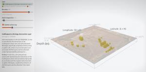 3D voxel visualisation made using Geocluster of lithology and sheer zones in Cuddingwara, WA