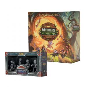 A photo of the boxes for Mechs vs. Minions Bandle City edition and the Unpainted Miniatures Set.