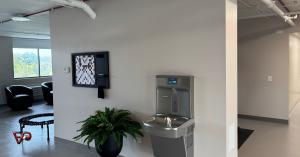 Bottle-filling drinking fountain installed by Fox Valley Plumbing & Backflow in the RISE Program student lounge at Judson University in Elgin, Illinois
