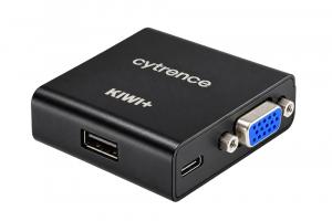 Cytrence Kiwi+ VGA portable USB 3 KVM featuring a VGA connector, switchable USB-A port, and USB-C connection for server and industrial PC maintenance.