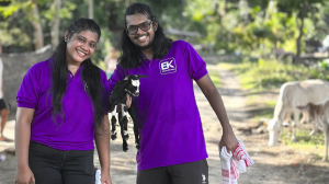 Founding team in brand tshirts