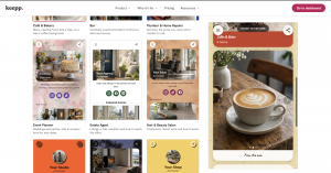 Gallery of Keepp page templates including Event Planner, Estate Agent and Hair and Beauty Salon