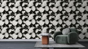 Audrey Lane Petal Press in Negative, shown in a CASAMONTE catalog room rendering.