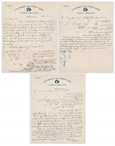 Important Knute Rockne thee-page handwritten letter with diagrammed plays and the original envelope addressed in Rockne’s hand, penned in 1916 and in the same family for over a century. Estimate: $15,000-$20,000