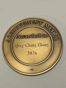 Dr Qing-Chang Zhong receives the 2026 IET Achievement Medal