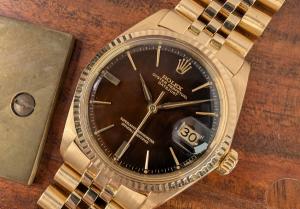 A fabulous vintage gold Rolex Datejust with "Tropical" dial