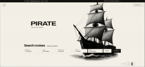 PIRATE travel booking website homepage with cruise search
