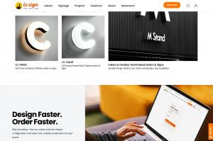 Screenshot of the redesigned LC Sign website featuring custom signage products, project engineering and commercial signage solutions.
