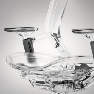 Transparent structural illustration of the VATALLA BIRCH ergonomic chair, showing the under-seat adjustment mechanism, support frame and armrest assemblies.