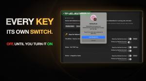 MoltenRock key list with a write switch per key and the Touch ID prompt to turn one on