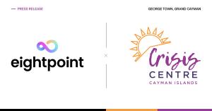 Eightpoint and Cayman Islands Crisis Centre logos side by side on a white background, with “Press Release” and “George Town, Grand Cayman” across the top.