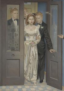 Casein on canvas painting by Henry Koerner (Austrian-American, 1915-1991), titled The Bride (1950), signed and dated, 56½in x 40in. Estimate: $100,000-$150,000