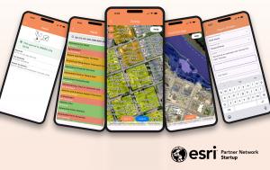 Photo of smartphones showing screen captures of the Katalog mobile app.