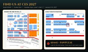 Eureka Park floor map at Venetian Expo, Level 1, Hall G, with PawPulse Booth 60445 highlighted
