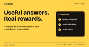 Useful answers. Real rewards. Moonlit campaign illustration: payout.