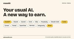 Your usual AI. A new way to earn. Moonlit campaign illustration: connections.
