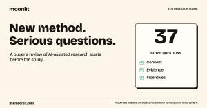 New method. Serious questions. Moonlit campaign illustration: checklist.
