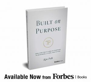 Book cover of “Built on Purpose” by Ken Polk; book launch announcement.
