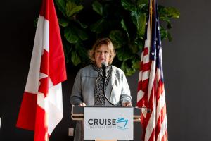 Sally Davis Berry speaking at event