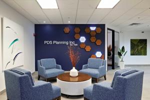 A well appointed entryway welcomes clients and guests to the PDS Planning office in Dublin, Ohio.