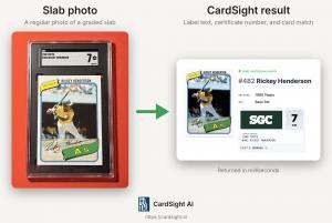 Example of CardSight AI reading all the text from a graded card label using lighting fast, custom AI technology