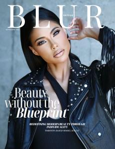 Stacey Soans of Toronto, Canada, editorial and beauty model represented by Icon Model Management, on the September 2026 UK BLUR Magazine cover, featuring the editorial Beauty Without a Blueprint.