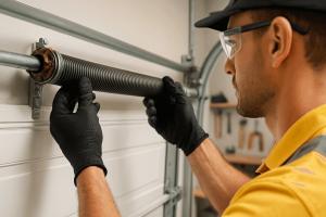 Residential garage door torsion spring inspection and repair in Santa Clarita California.