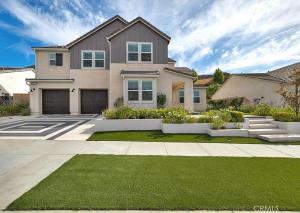 Residential two-car garage doors at a Southern California home.