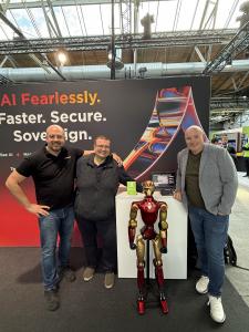 The VicOne team showcasing Physical AI cybersecurity demonstrations for pre-deployment testing and runtime protection at NVIDIA GTC Berlin.