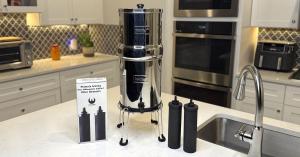 Berkey system with Berkey Phoenix filter elements, beside a Phoenix Gravity filter box