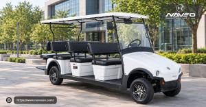 NAVEO 6-seater electric buggy with black seats.