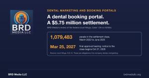 BRD Media dental marketing review of the LocalMed booking portal settlement, class of 1,079,483.