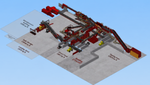 Conceptual 3D layout of the Van Dyk sorting system planned for JLT Recycling's materials recovery facility in Upper Marlboro, Maryland