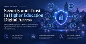 QuickLaunch highlights digital identity security, SSO, MFA, and connected campus systems for higher education institutions.