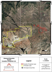 Figure 2: Location of Diamond Mountain Project in Utah, with Simplot’s Vernal Mine also shown.
