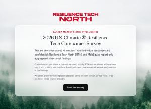A screenshot of the opening of the 2026 US Climate and Resilience Tech Company Survey