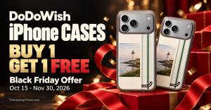 DoDoWish buy one, get one free iPhone case banner with two lighthouse photo cases.