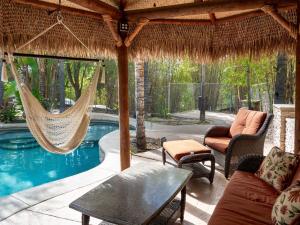 Outdoor pool area at Dunn Recovery drug and alcohol detox and rehab facility in Wildomar, California