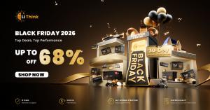 LiThink U.S. Black Friday campaign artwork with batteries, chargers and RV and golf cart models.