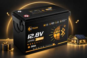 LiThink 12V 334Ah Mini Pro Smart in black-and-gold U.S. Black Friday artwork with a solar house model.